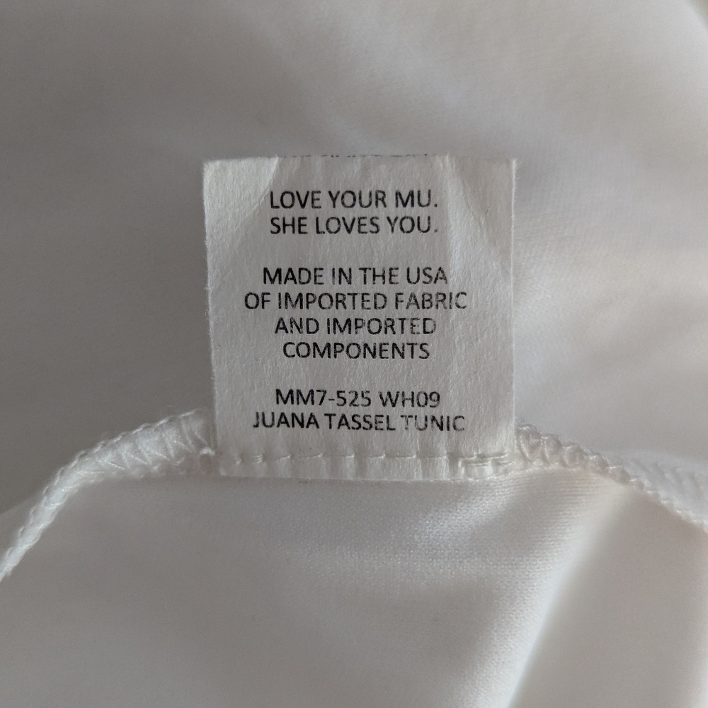 Show Me Your Mumu White Juana Tassel Tunic Top Cover Up Size Small *Note Re Spot - Picture 11 of 13